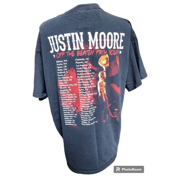 Justin Moore Band T-shirt Size XL 2013 Off The Beaten Path Tour 2 Sides - Picture 2 of 7